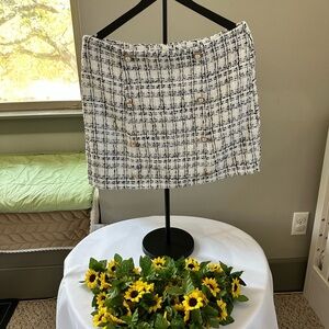 Sweaterworks Black & White Plaid Tweed Mini Skirt